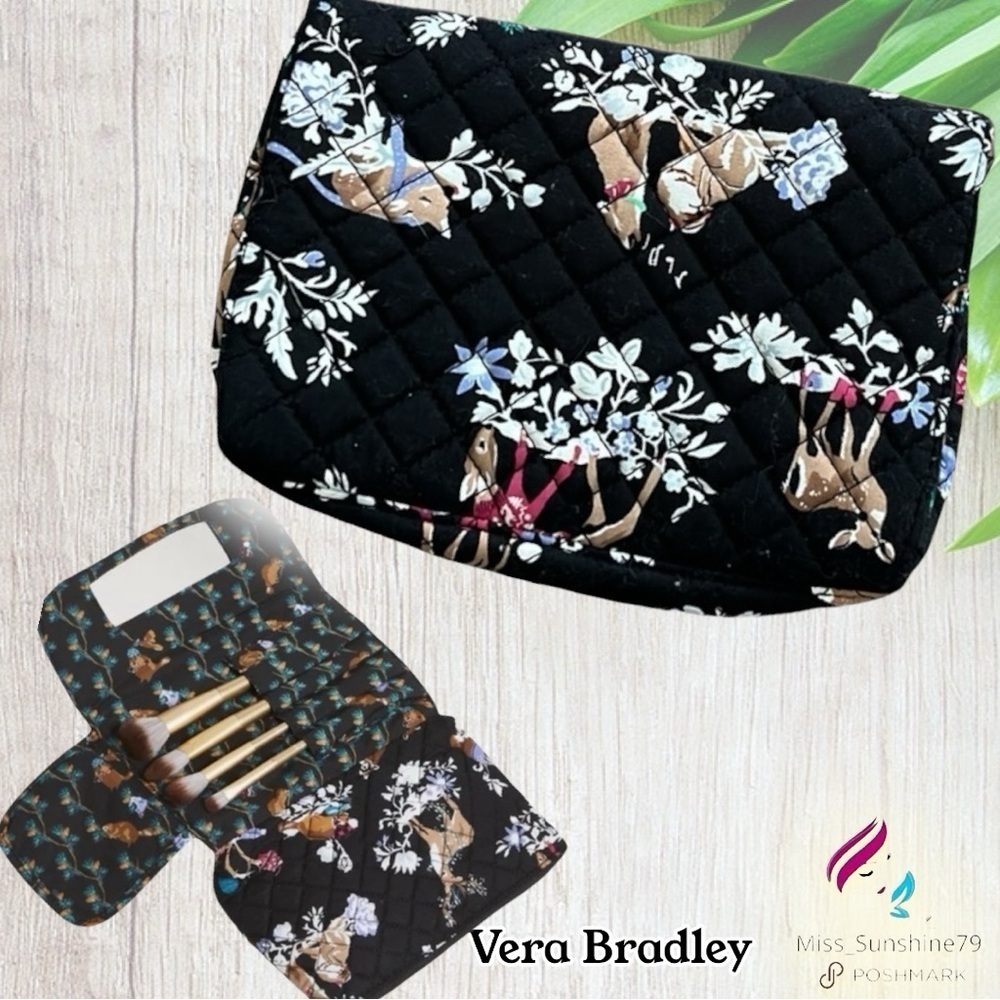 Vera Bradley - MerryMischief - retired pattern - brush and cosmetic bag / case